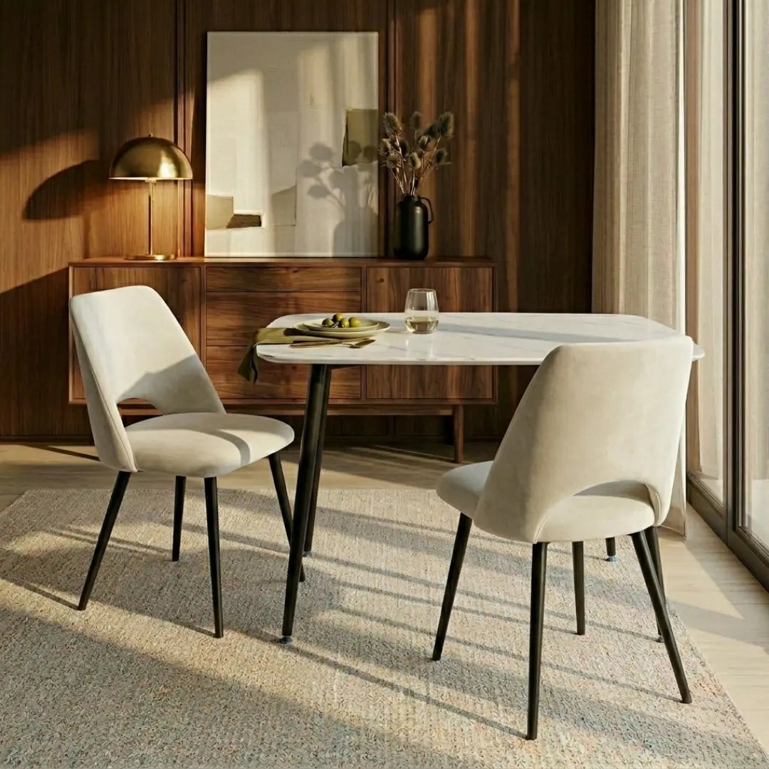 Aria Set of 4 Black Leather Dining Chairs Upholstery with Black Legs