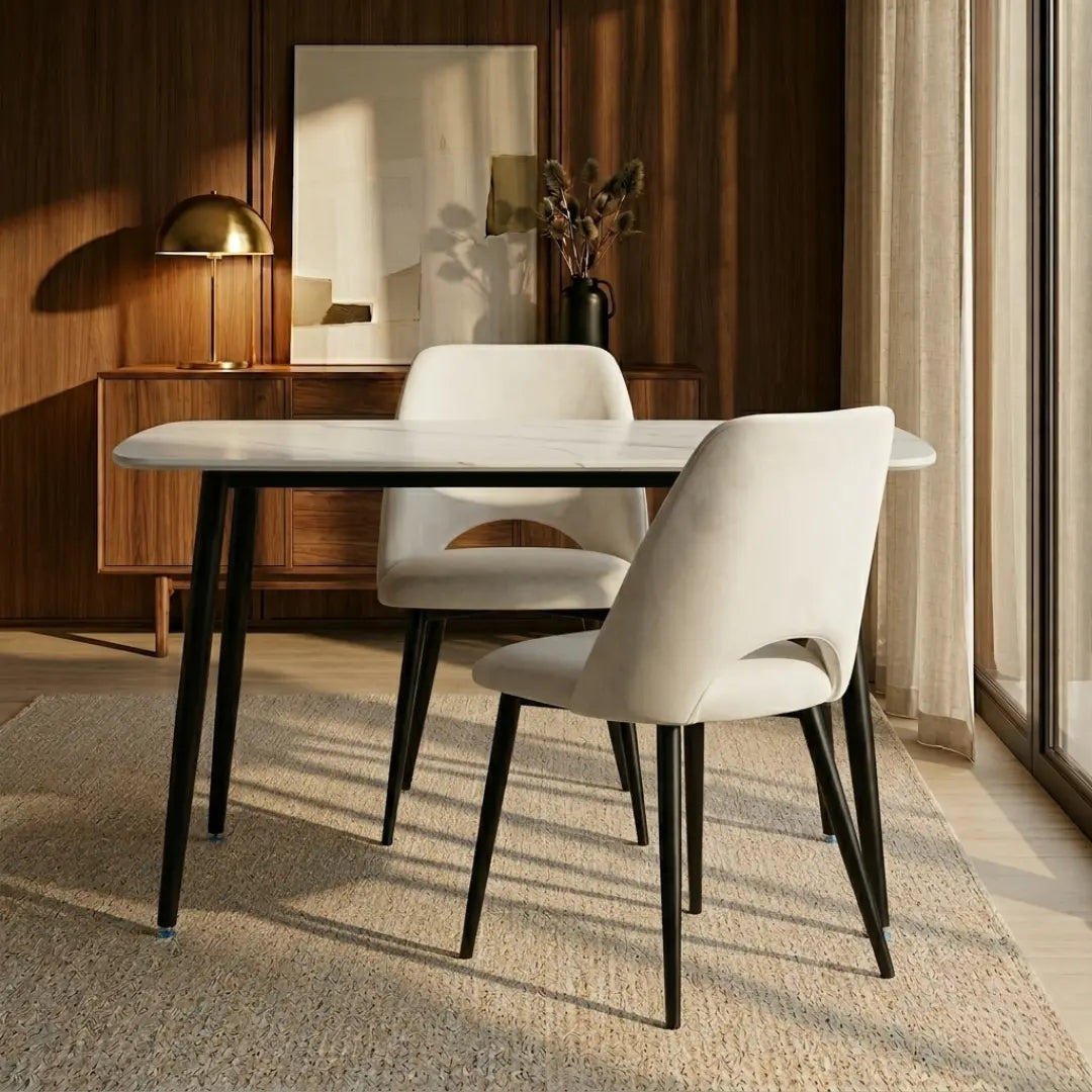 Aria Set of 4 Black Leather Dining Chairs Upholstery with Black Legs