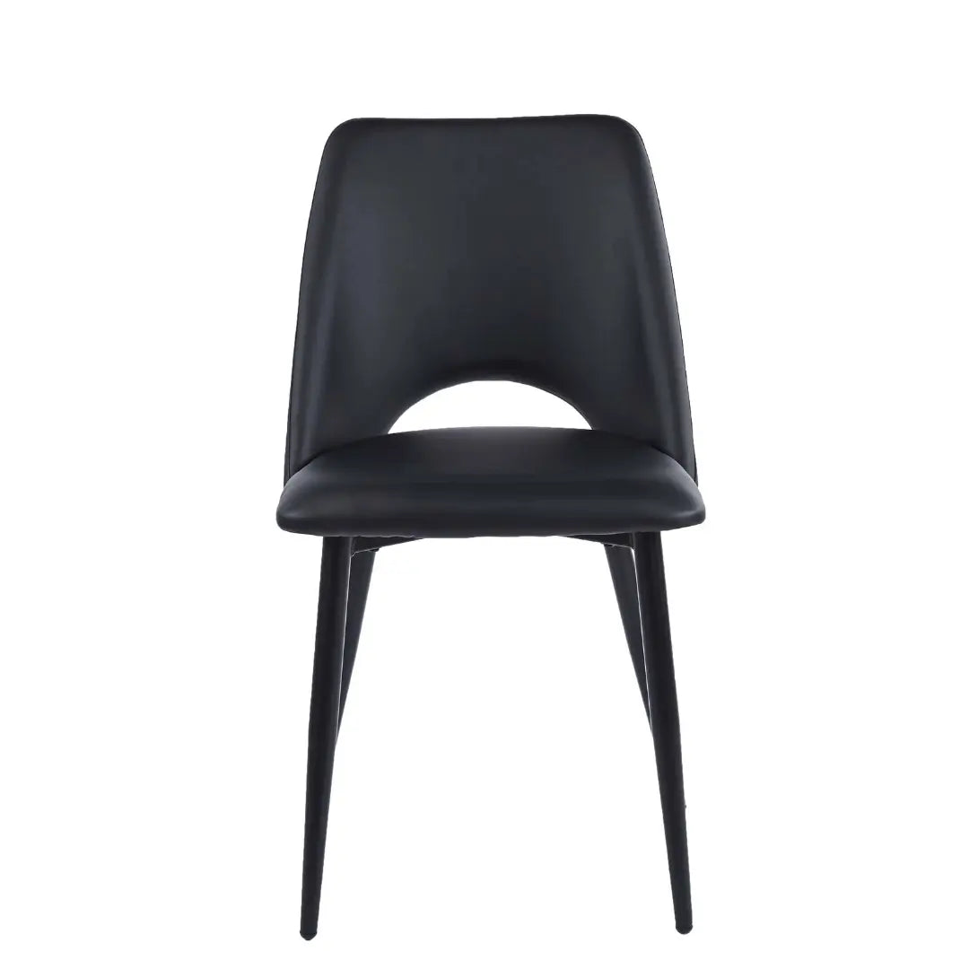 Aria Set of 4 Black Leather Dining Chairs Upholstery with Black Legs