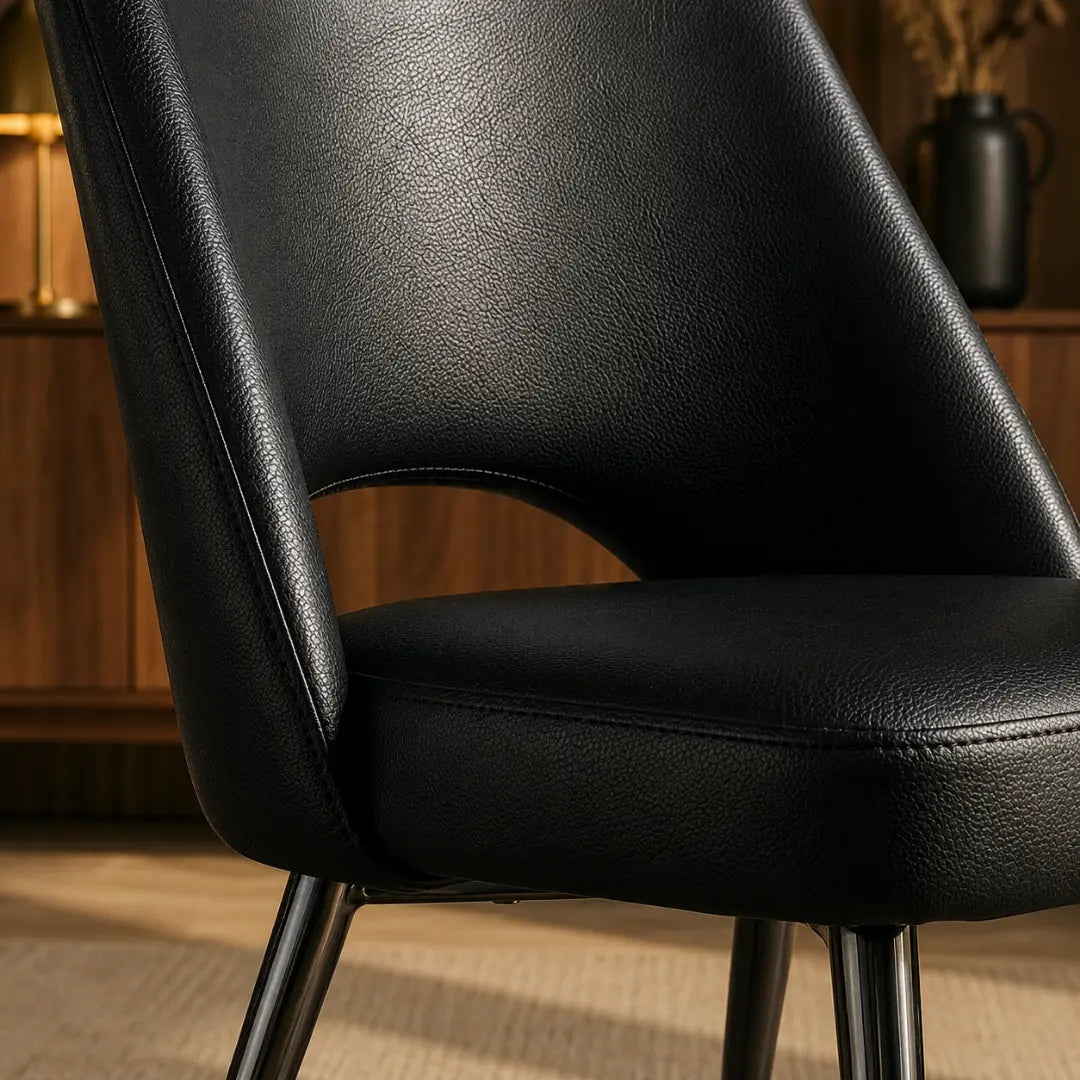 Aria Set of 4 Black Leather Dining Chairs Upholstery with Black Legs