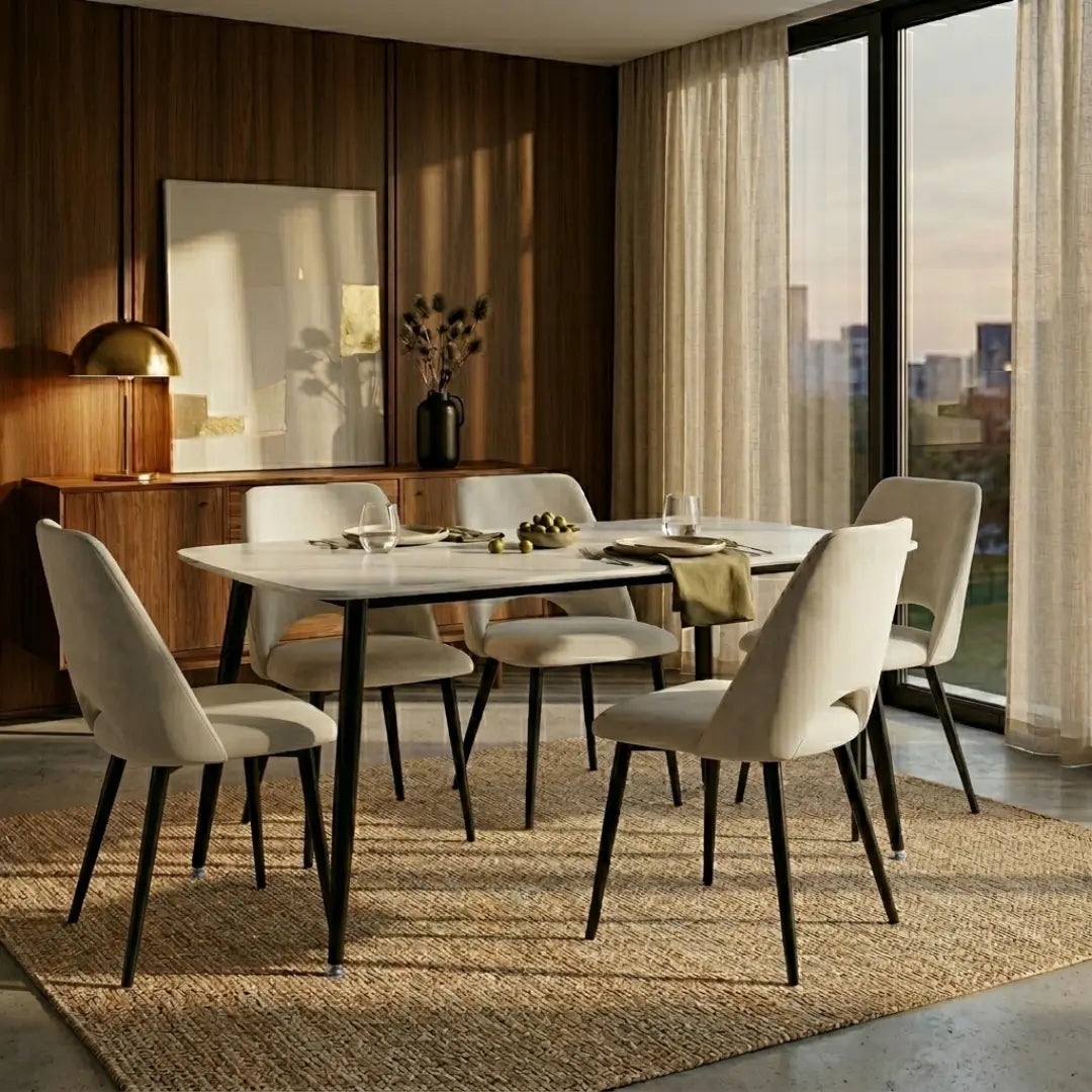 Aria Set of 4 Black Leather Dining Chairs Upholstery with Black Legs
