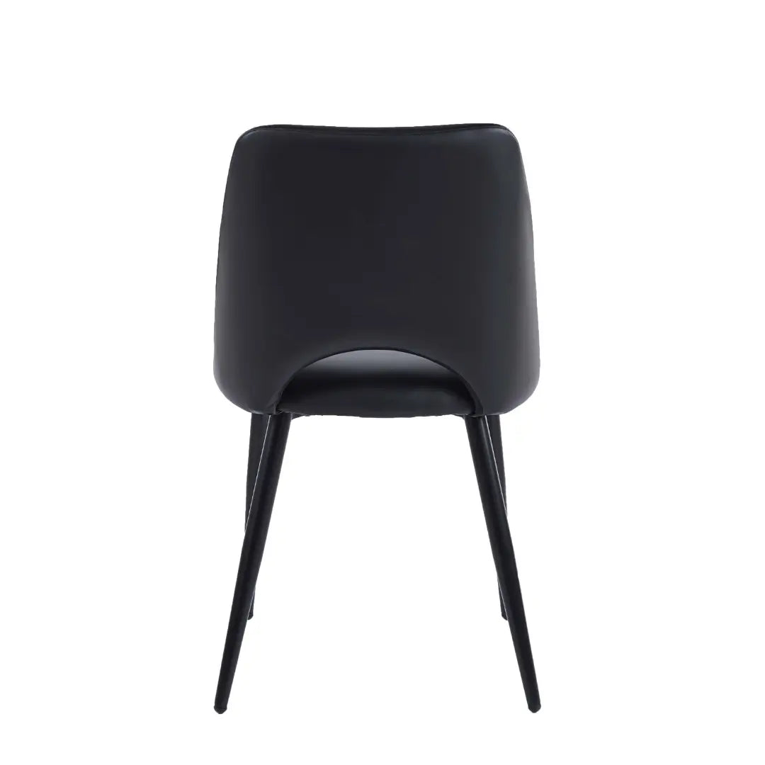 Aria Set of 4 Black Leather Dining Chairs Upholstery with Black Legs
