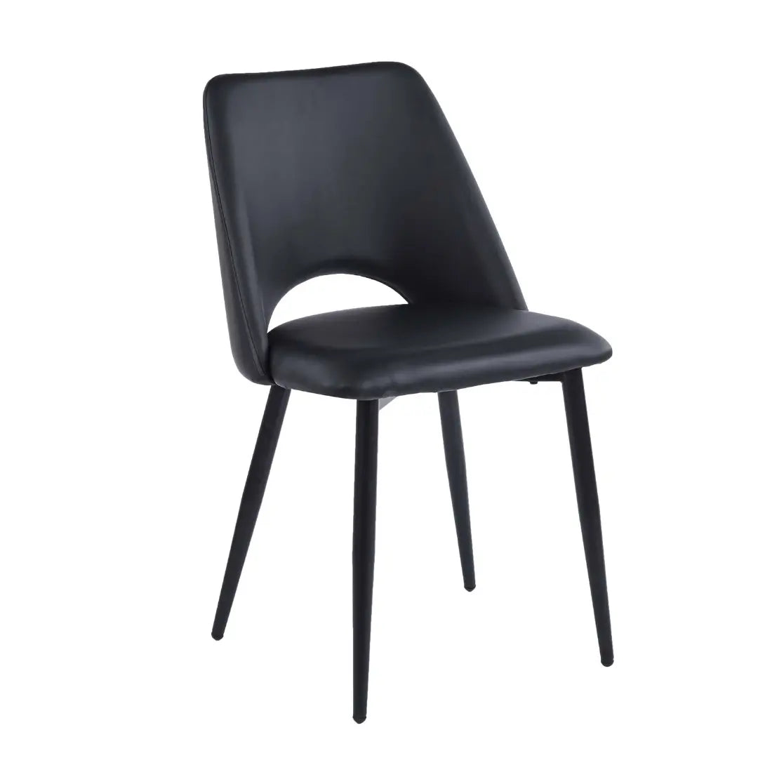Aria Set of 4 Black Leather Dining Chairs Upholstery with Black Legs
