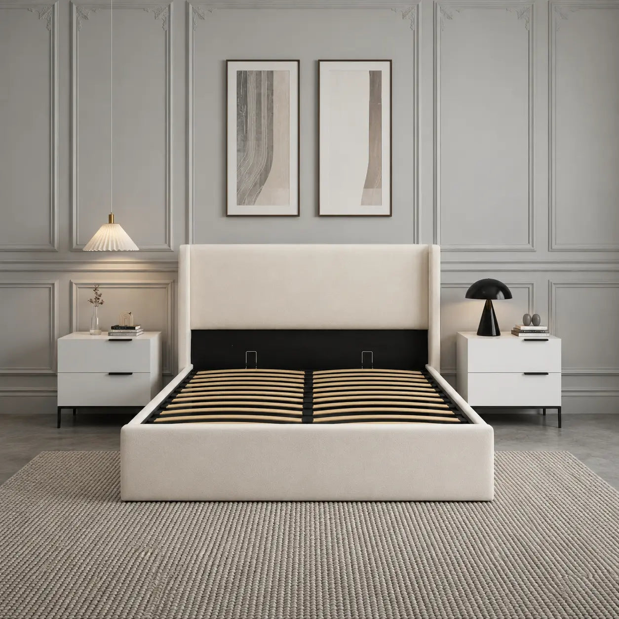 Jasper Lift-Up Storage Boucle Bed