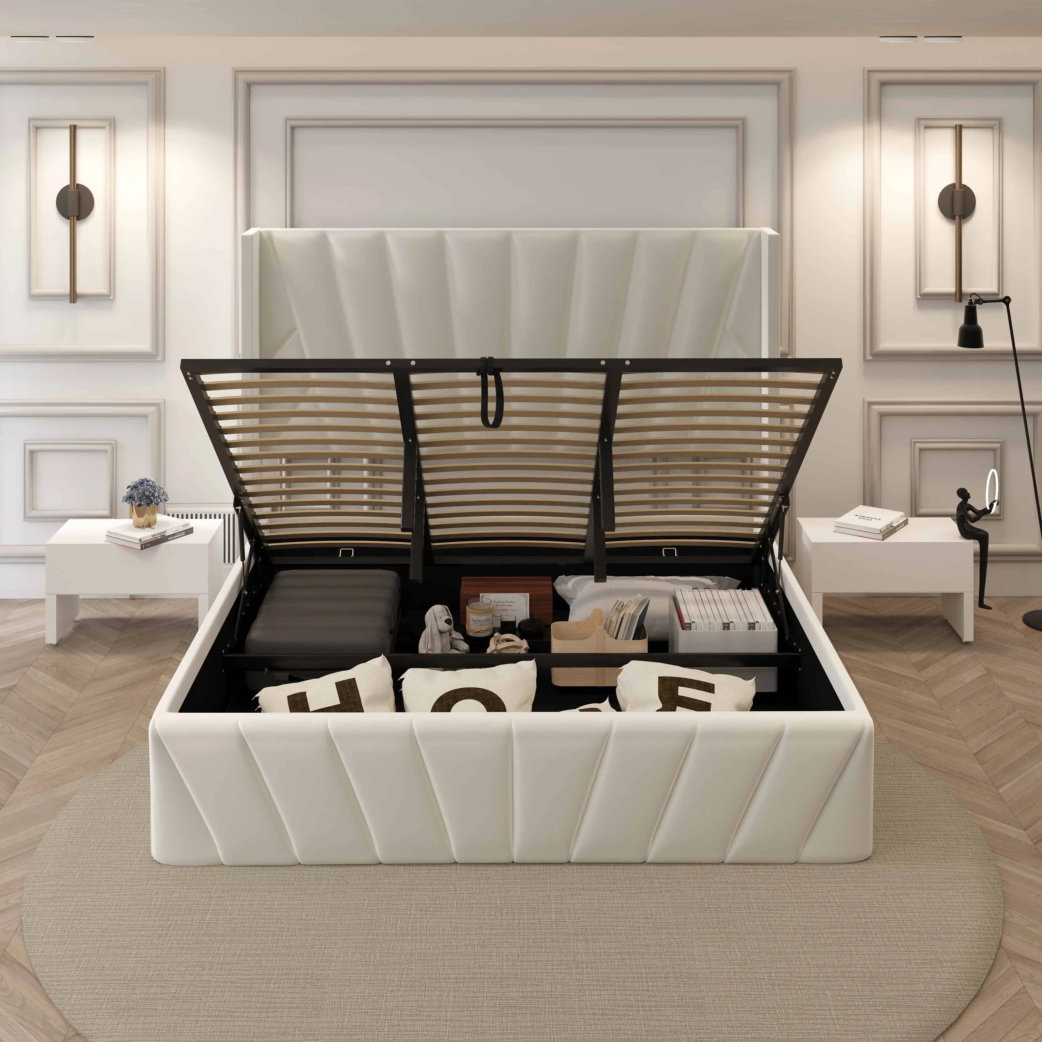 EVA_Upholstered_Platform_Bed_with_Hydraulic_Storage_Solid_Wood_Frame_Queen_