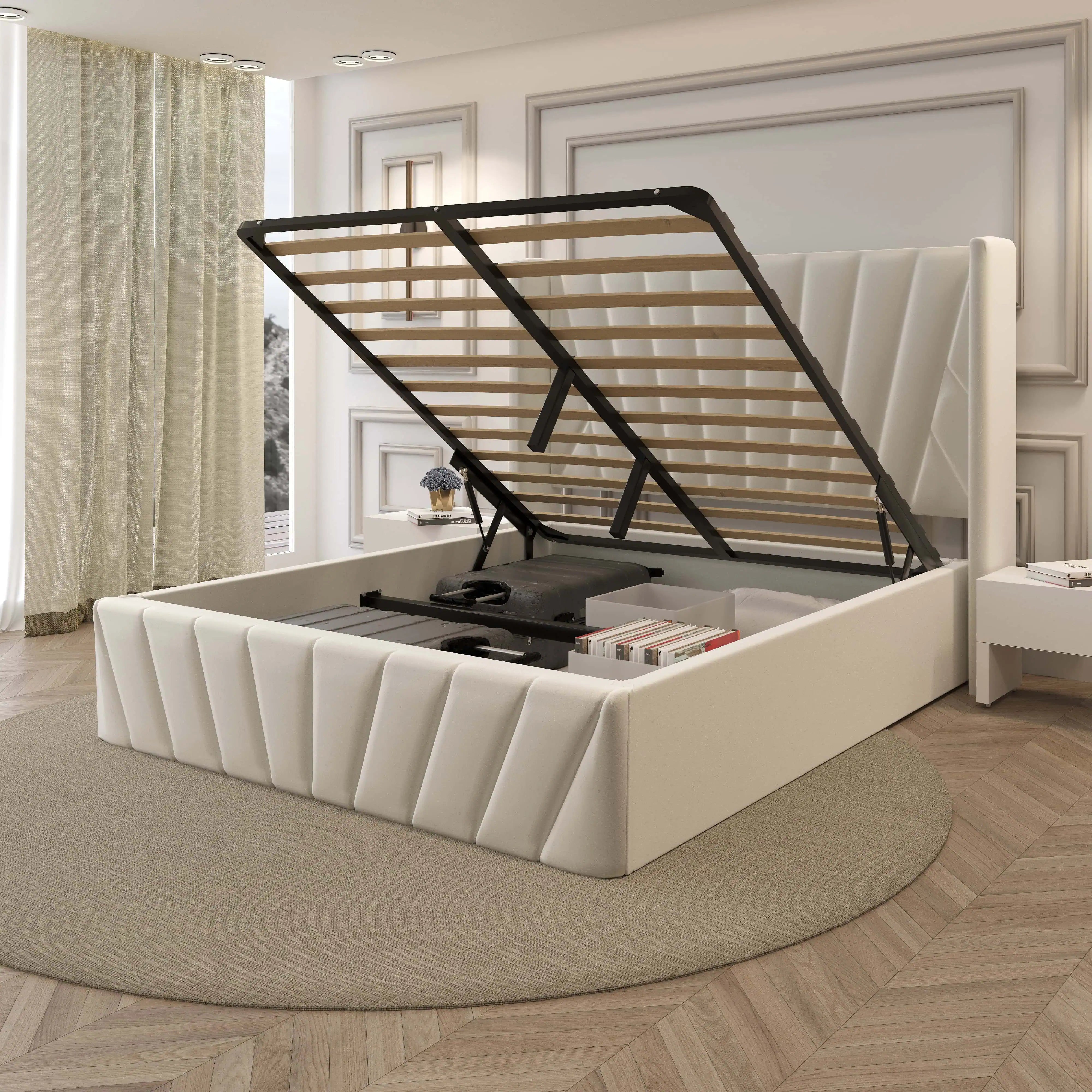 EVA_Upholstered_Platform_Bed_with_Hydraulic_Storage_Solid_Wood_Frame_Queen_-_King_Size_Ivory_16