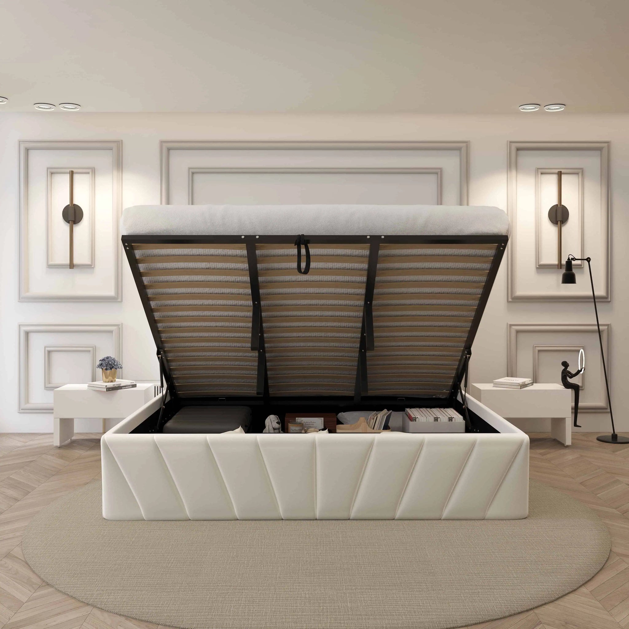 EVA_Upholstered_Platform_Bed_with_Hydraulic_Storage_Solid_Wood_Frame_Queen_