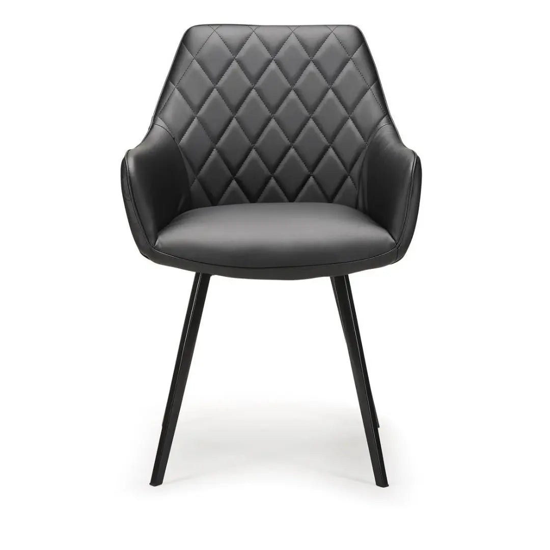 Emily Black leather Dining Chair