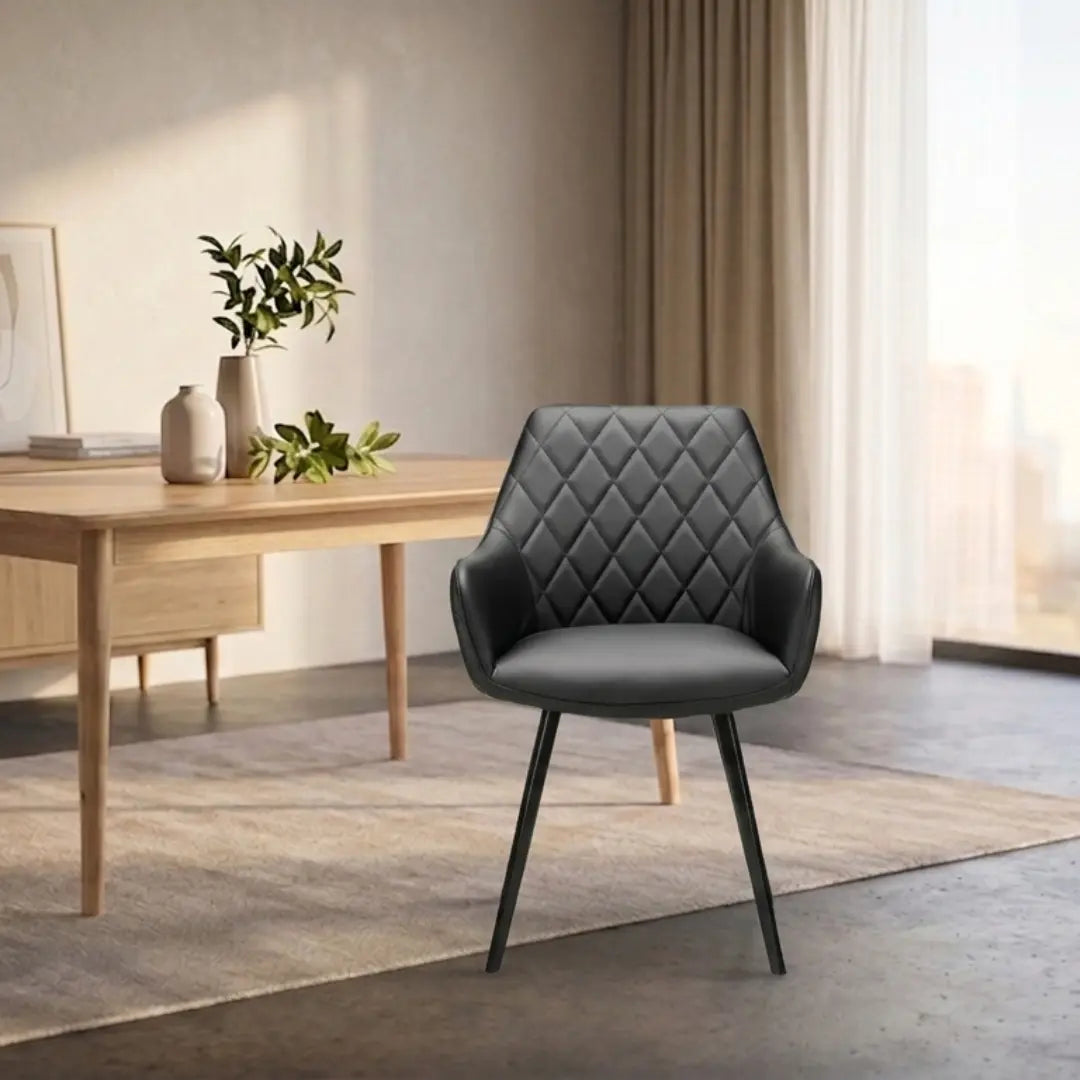 Emily Black leather Dining Chair 