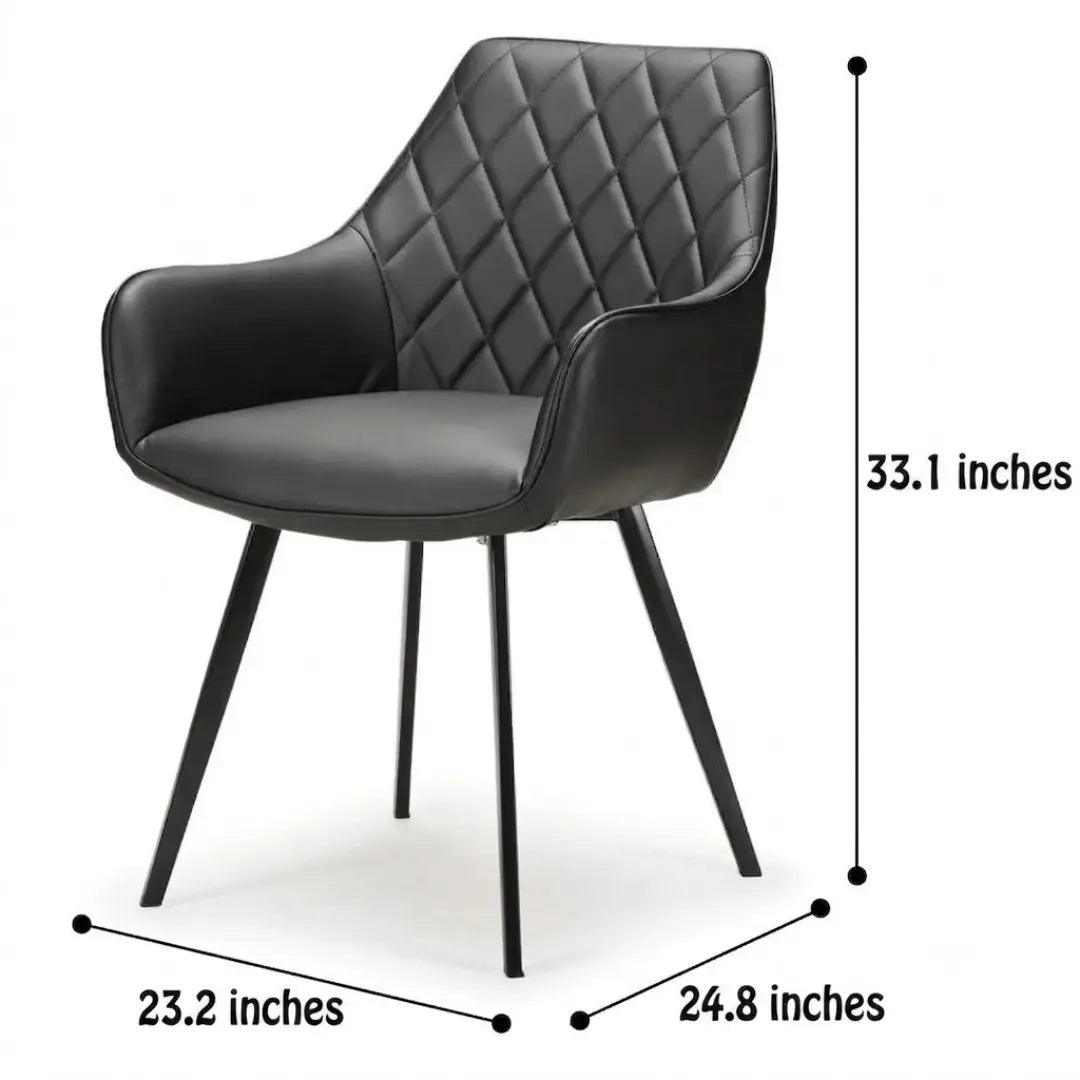 Emily Black leather Dining Chair