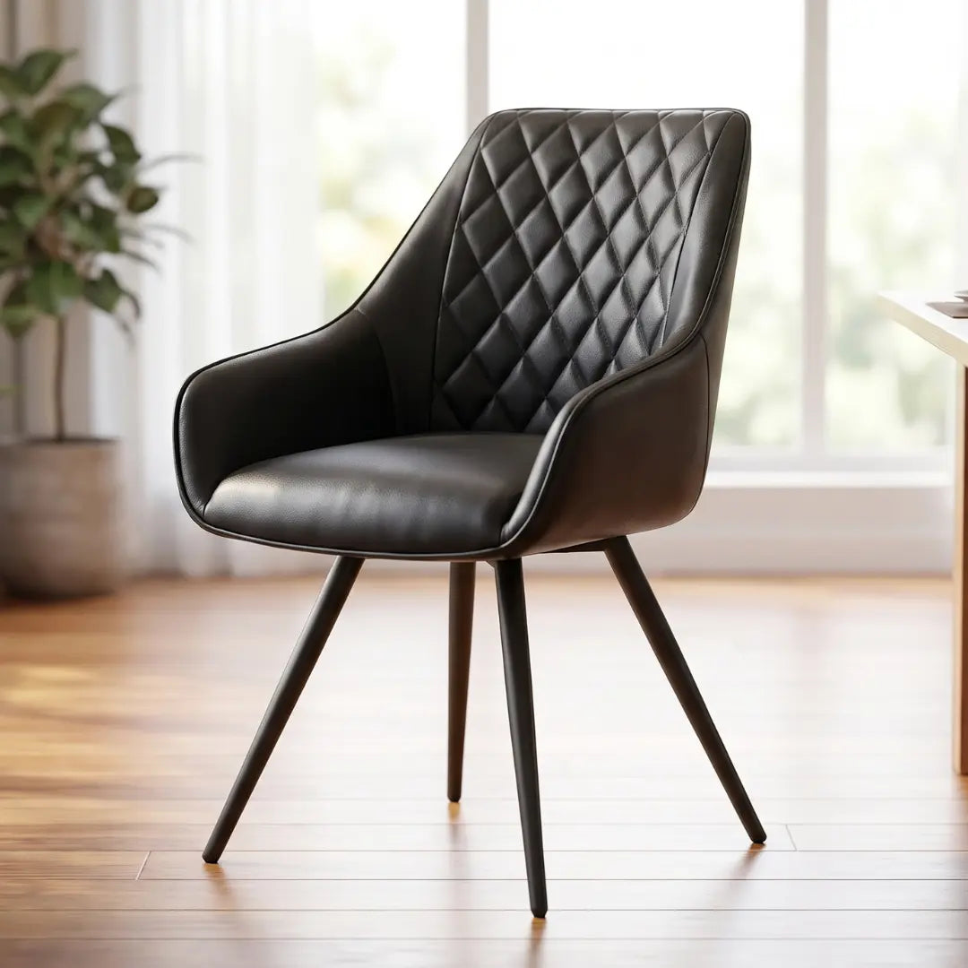Emily Black leather Dining Chair
