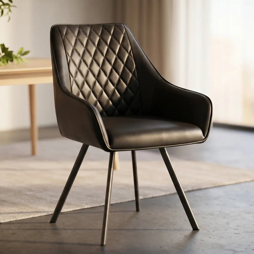 Emily Black leather Dining Chair
