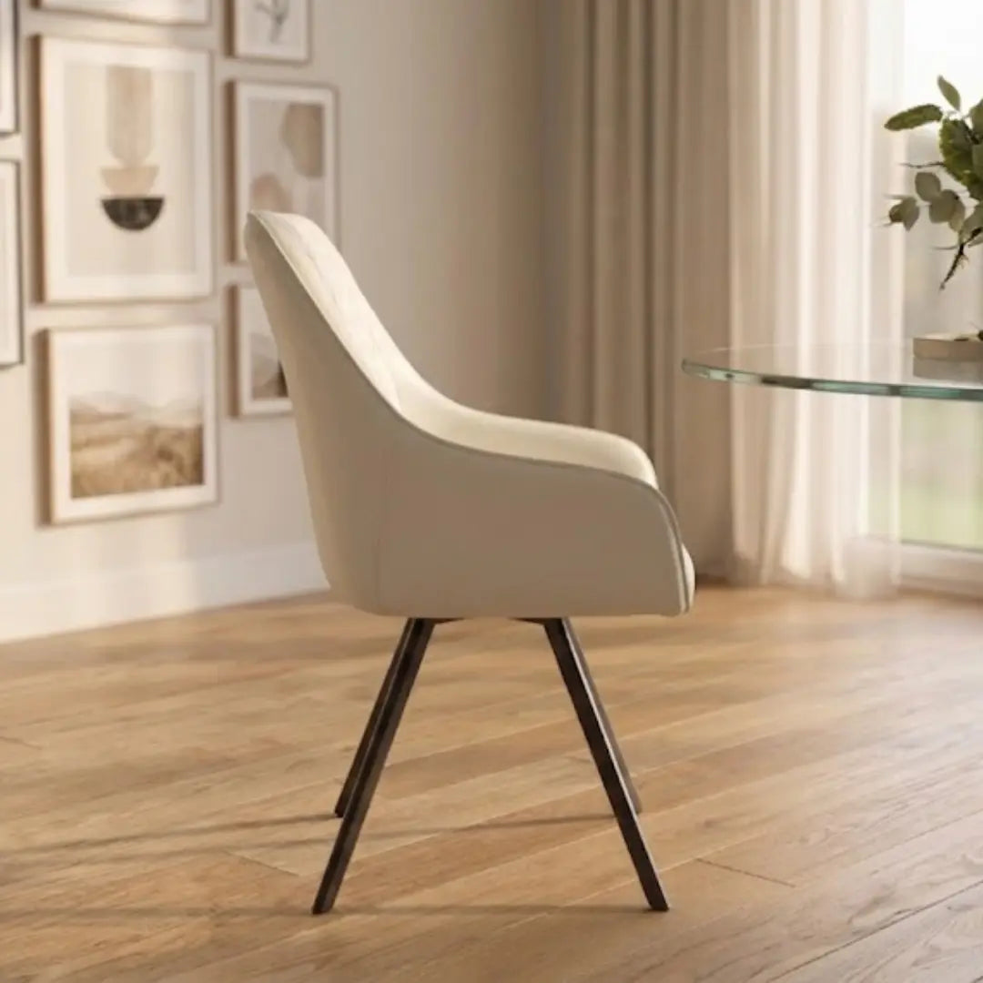 Emily Ivory Dining Chair with Black Metal Legs