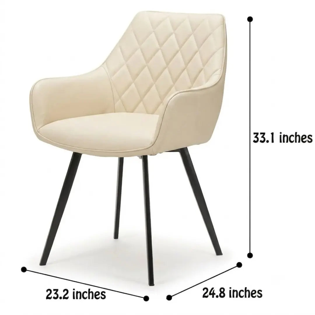 Emily Ivory Dining Chair with Black Metal Legs