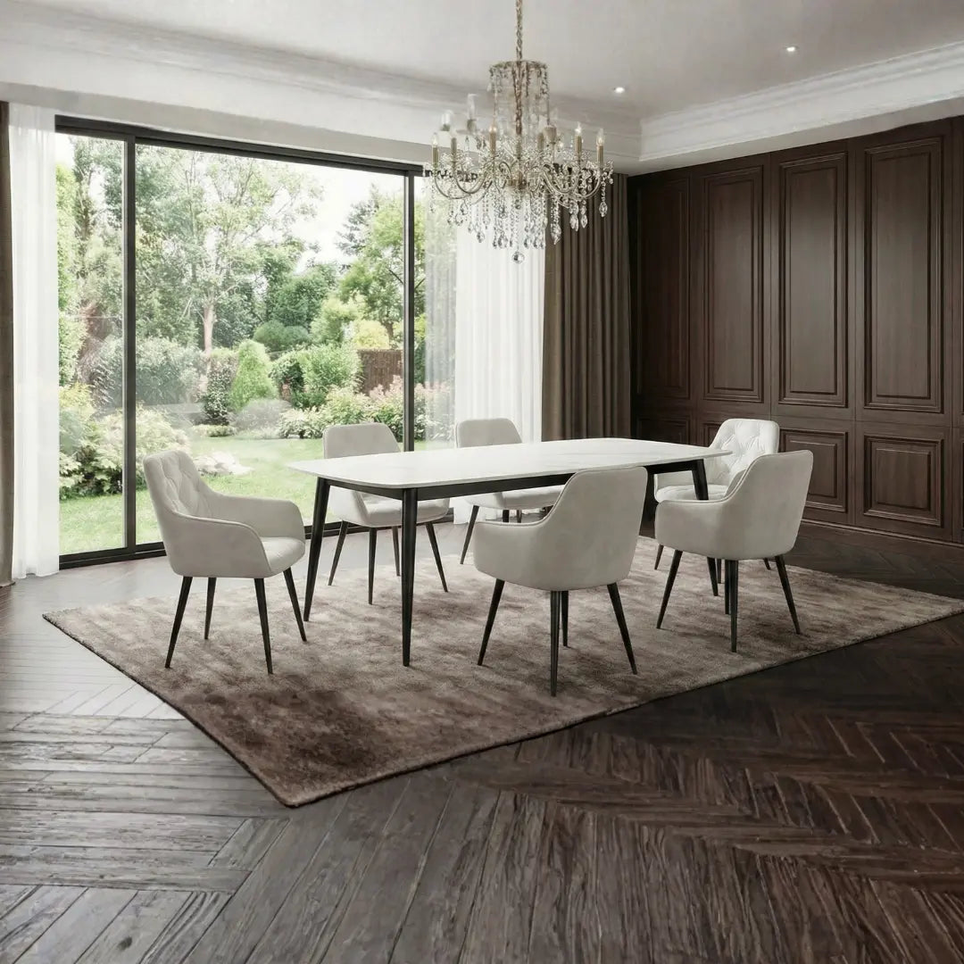 Emily Ivory Dining Chair Soft Tufted Seating