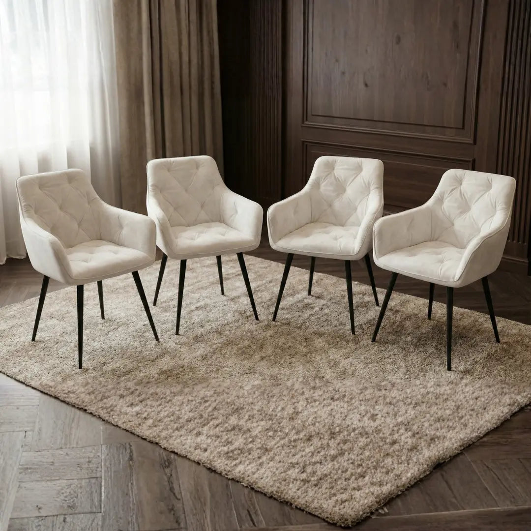 Emily Ivory Dining Chair Soft Tufted Seating
