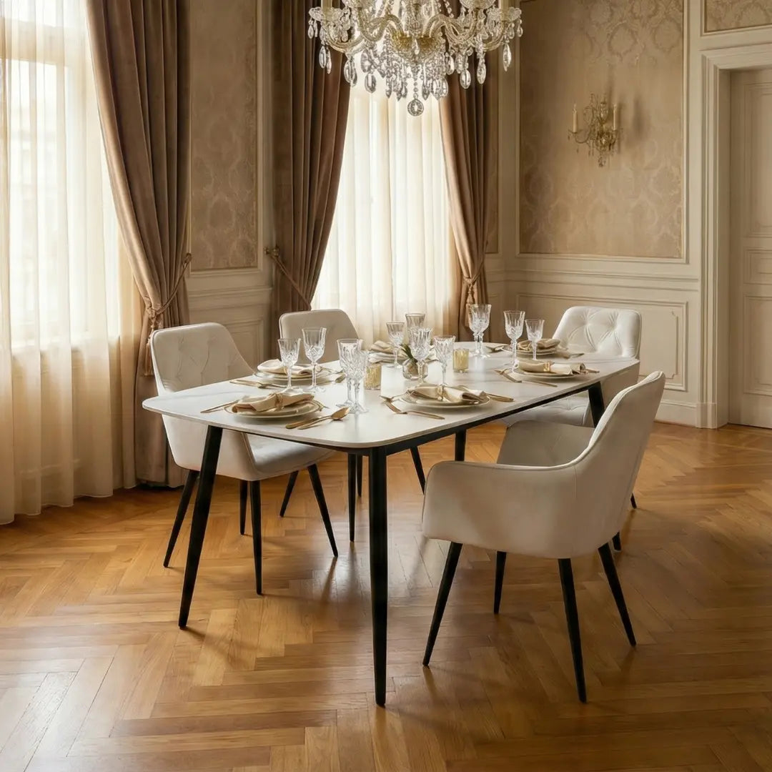 Emily Ivory Dining Chair Soft Tufted Seating