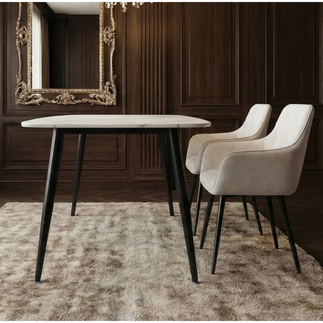 Emily Ivory Dining Chair Soft Tufted Seating