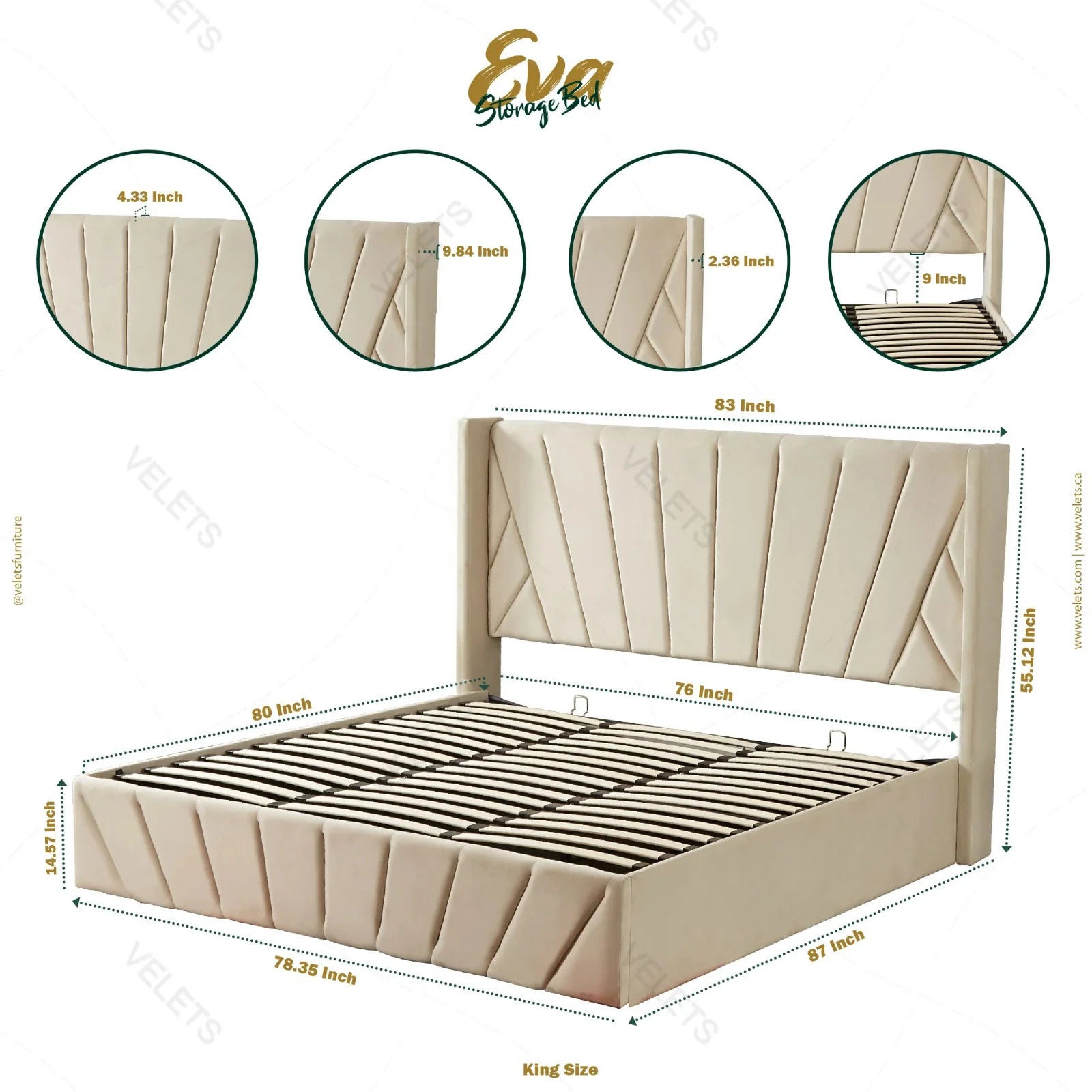 Eva Lift-Up Storage Bed – Ivory