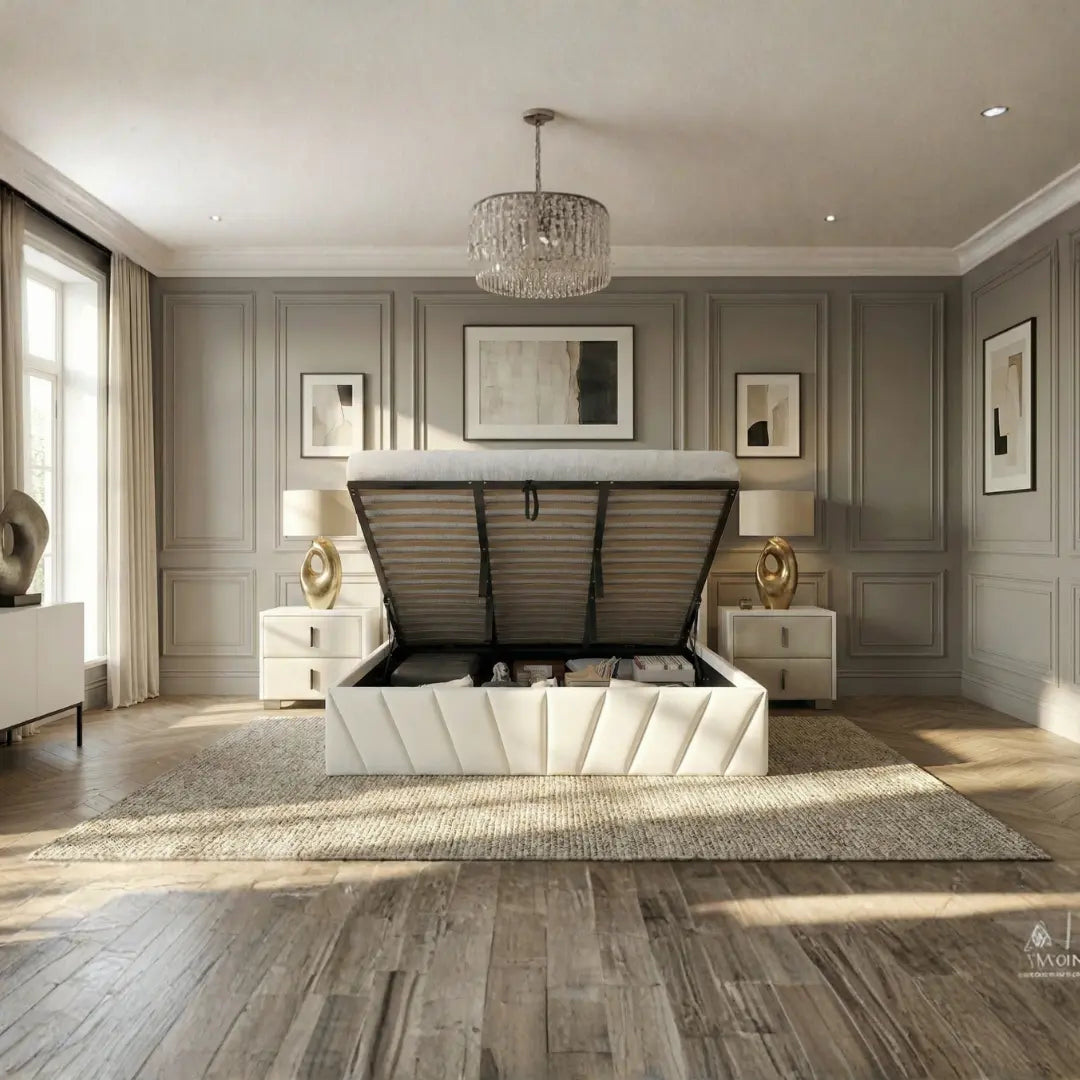 Eva Lift-Up Storage Bed – Ivory