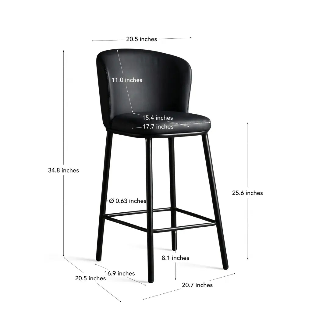 Tabouret de bar Hannah en chenille noire épaisse