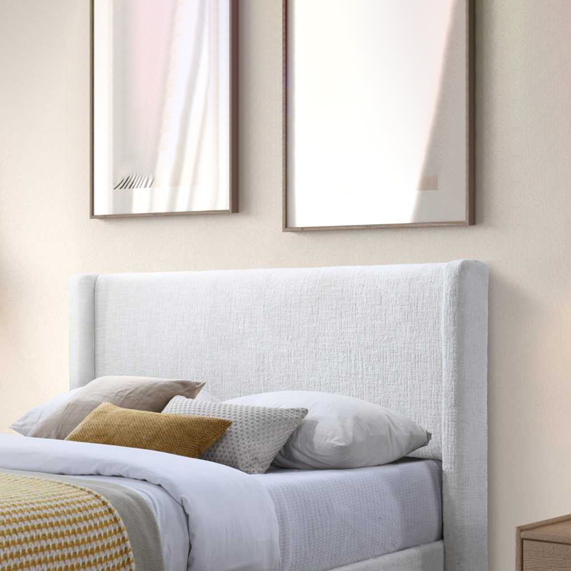 Jasper Lift-Up Storage Boucle Bed – White