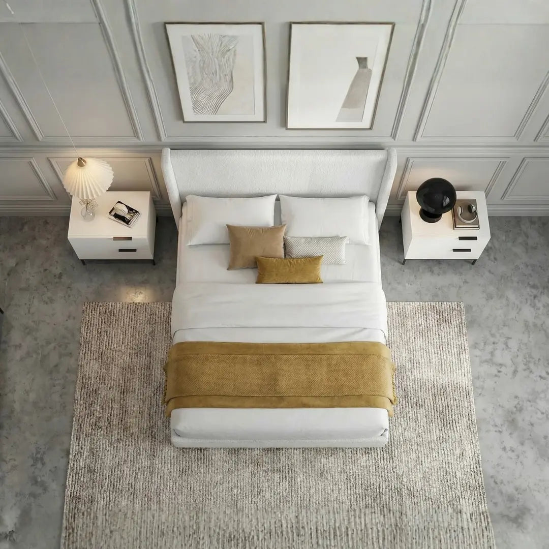 Jasper Lift-Up Storage Boucle Bed – White
