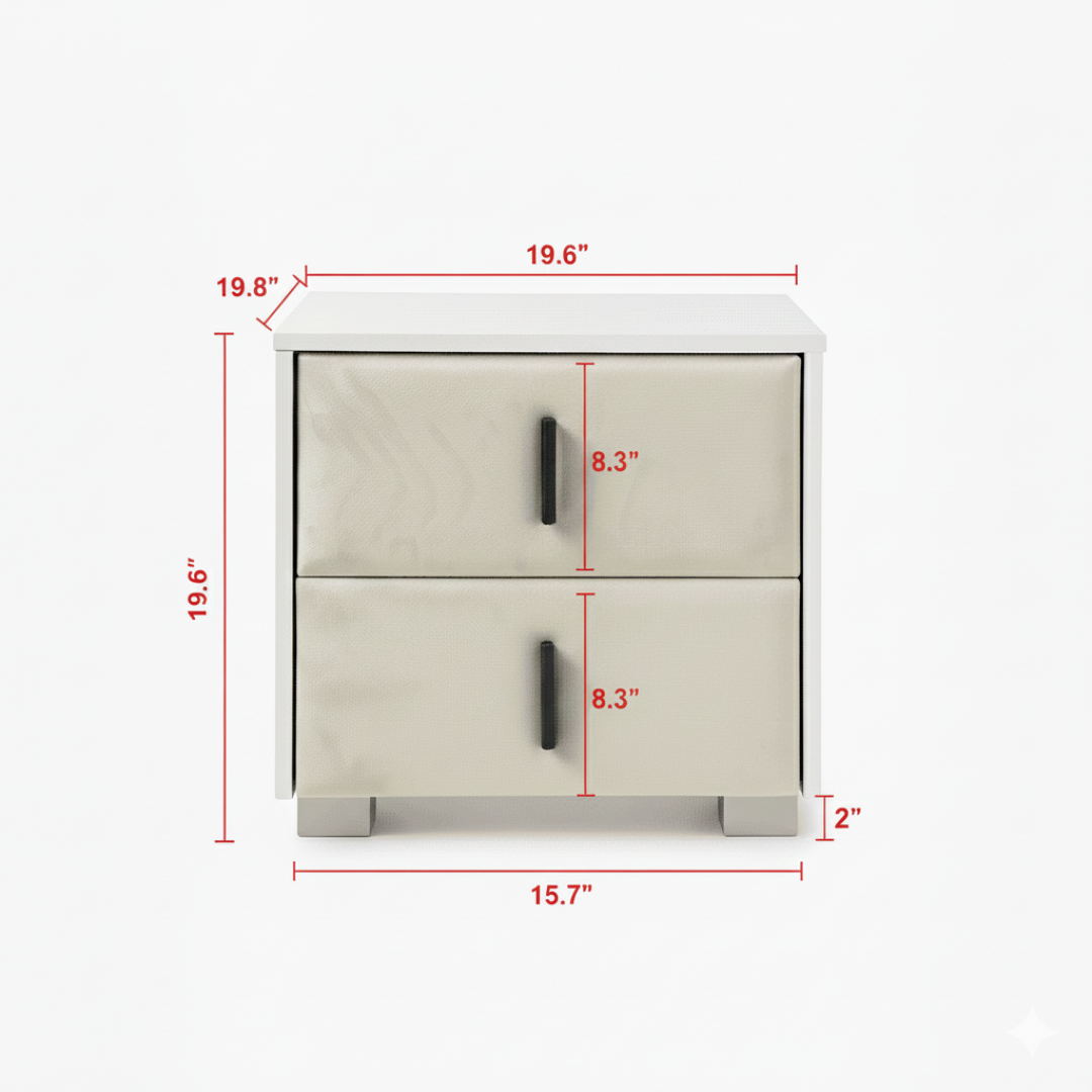 Liana Ivory Velvet Nightstand | Modern Bedside Table with Storag