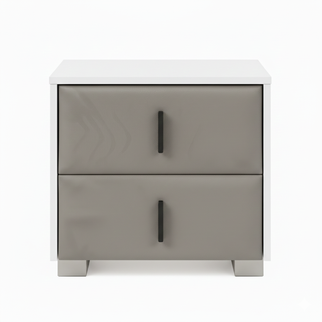 Laina Light Gray Night Stand | Modern Bedside Table with Drawer