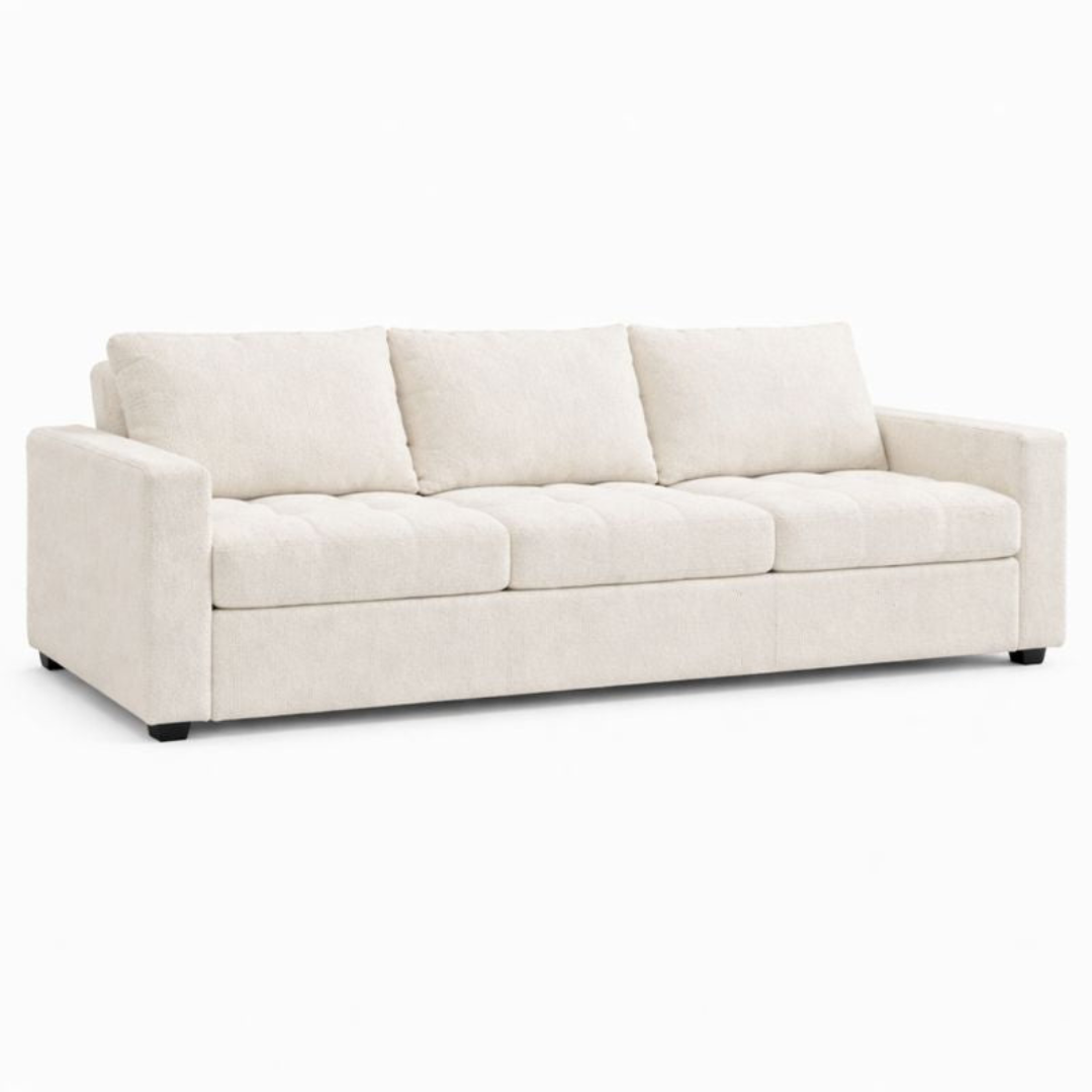 Lumi White Bouclé Sofa | Modern Textured Minimalist Couch