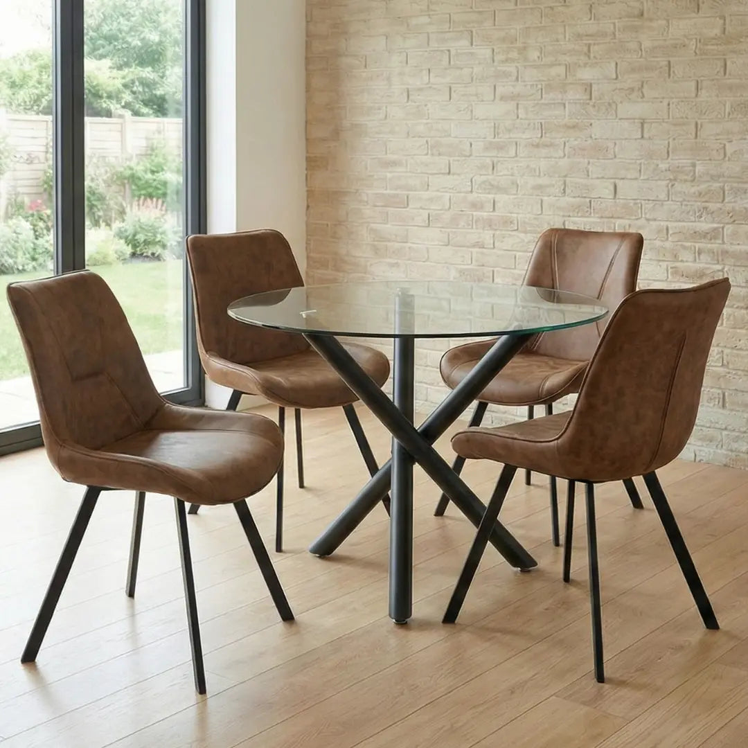Maria Brown Dining Chair | Soft Faux Leather Finish