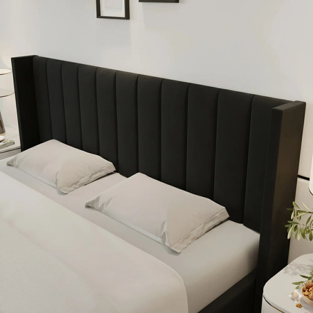 Lit coffre relevable hydraulique Oliver – Noir 