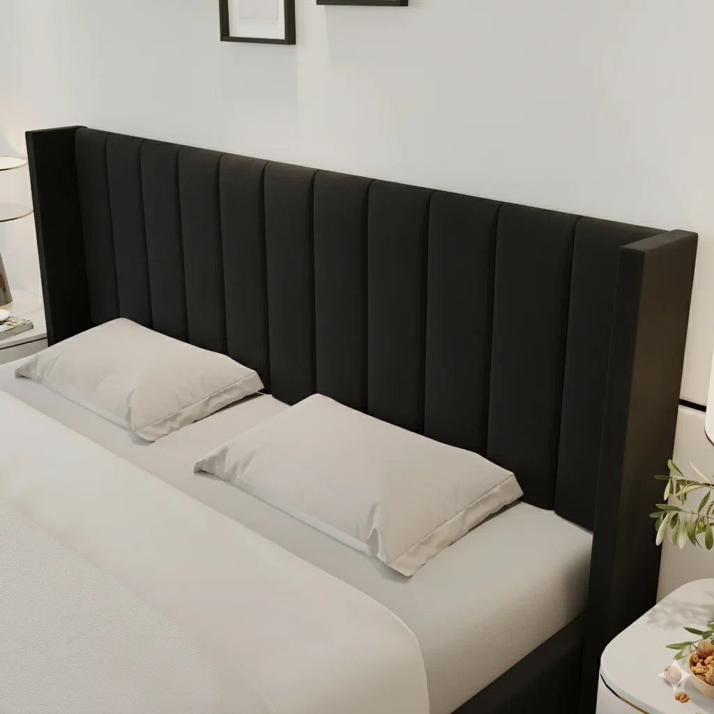 Lit coffre relevable hydraulique Oliver – Noir 