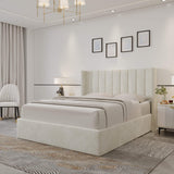 Oliver Mid‐Century Upholstered Platform Storage Bed Frame with Hydraulic Gas‐Lift & Solid Wood Slats – King/Queen/Double Size – 3