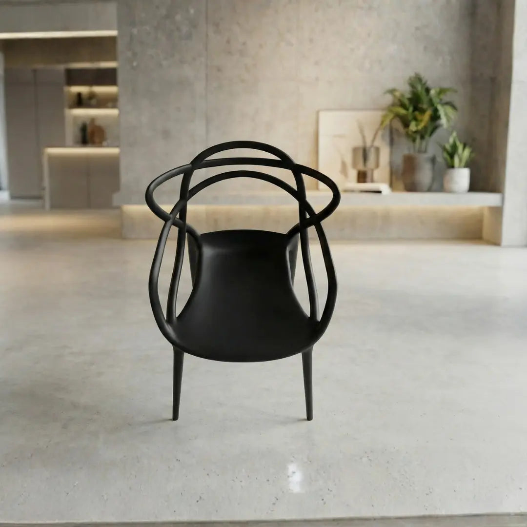 Sandra Lightweight Molded Plastic Cross Back Stacking Arm Dining Chairs - Black