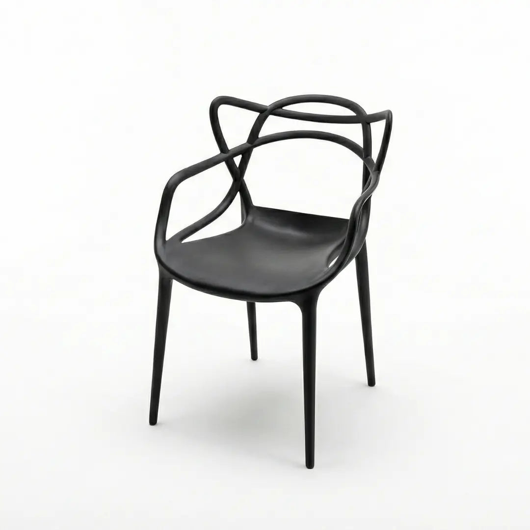 Sandra Lightweight Molded Plastic Cross Back Stacking Arm Dining Chairs - Black