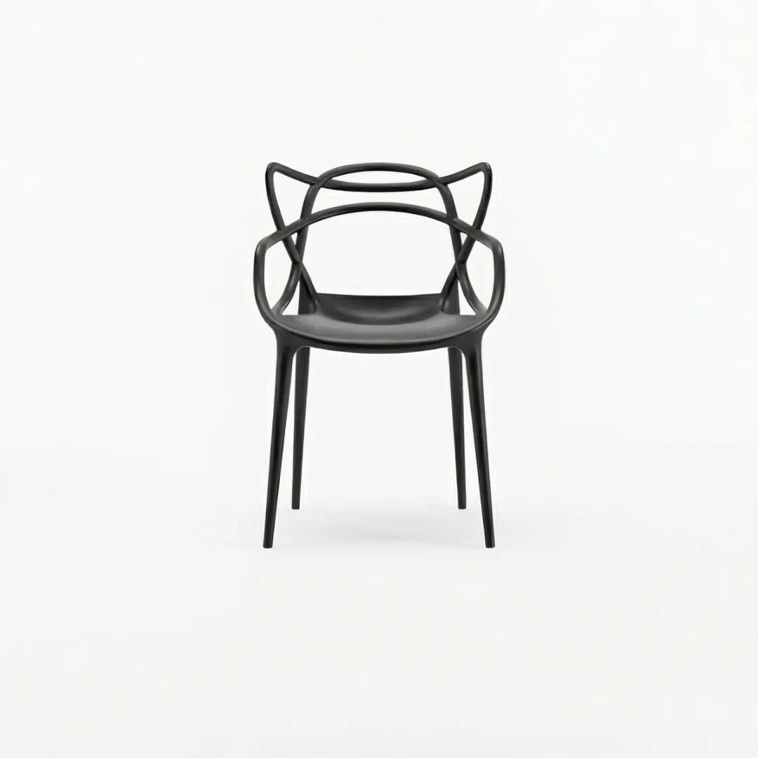 Sandra Lightweight Molded Plastic Cross Back Stacking Arm Dining Chairs - Black