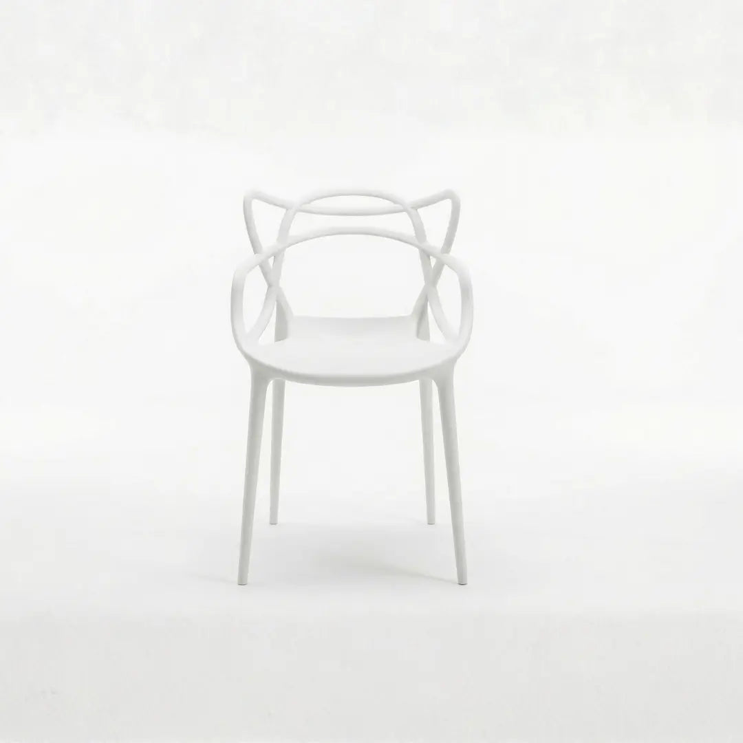 Sandra Lightweight Molded Plastic Cross Back Stacking Arm Dining Chairs - White