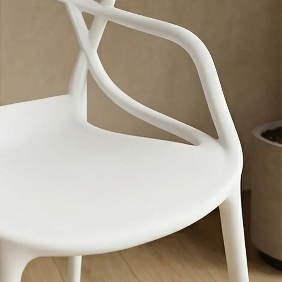 Sandra Lightweight Molded Plastic Cross Back Stacking Arm Dining Chairs - White