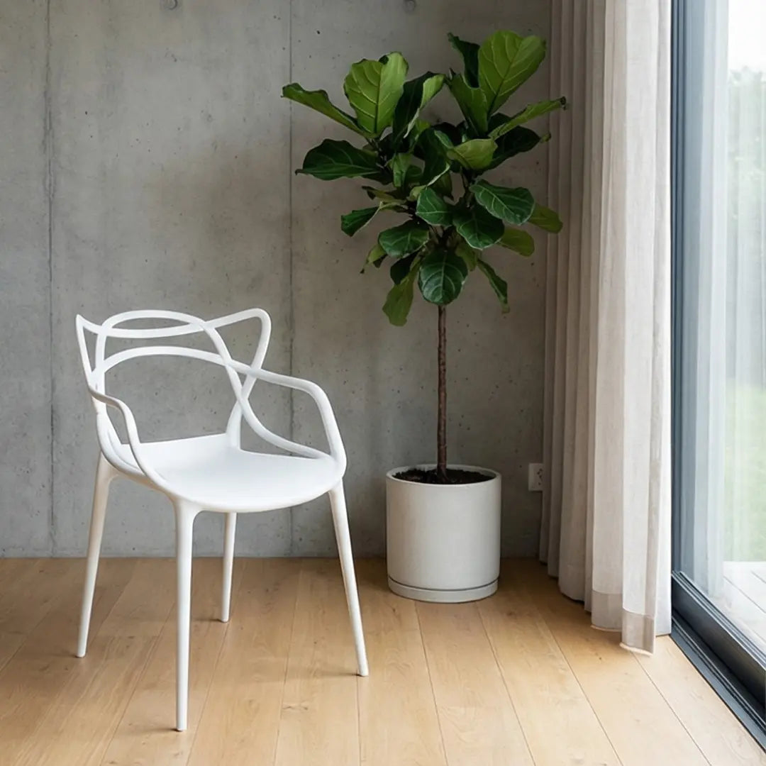 Sandra Lightweight Molded Plastic Cross Back Stacking Arm Dining Chairs - White