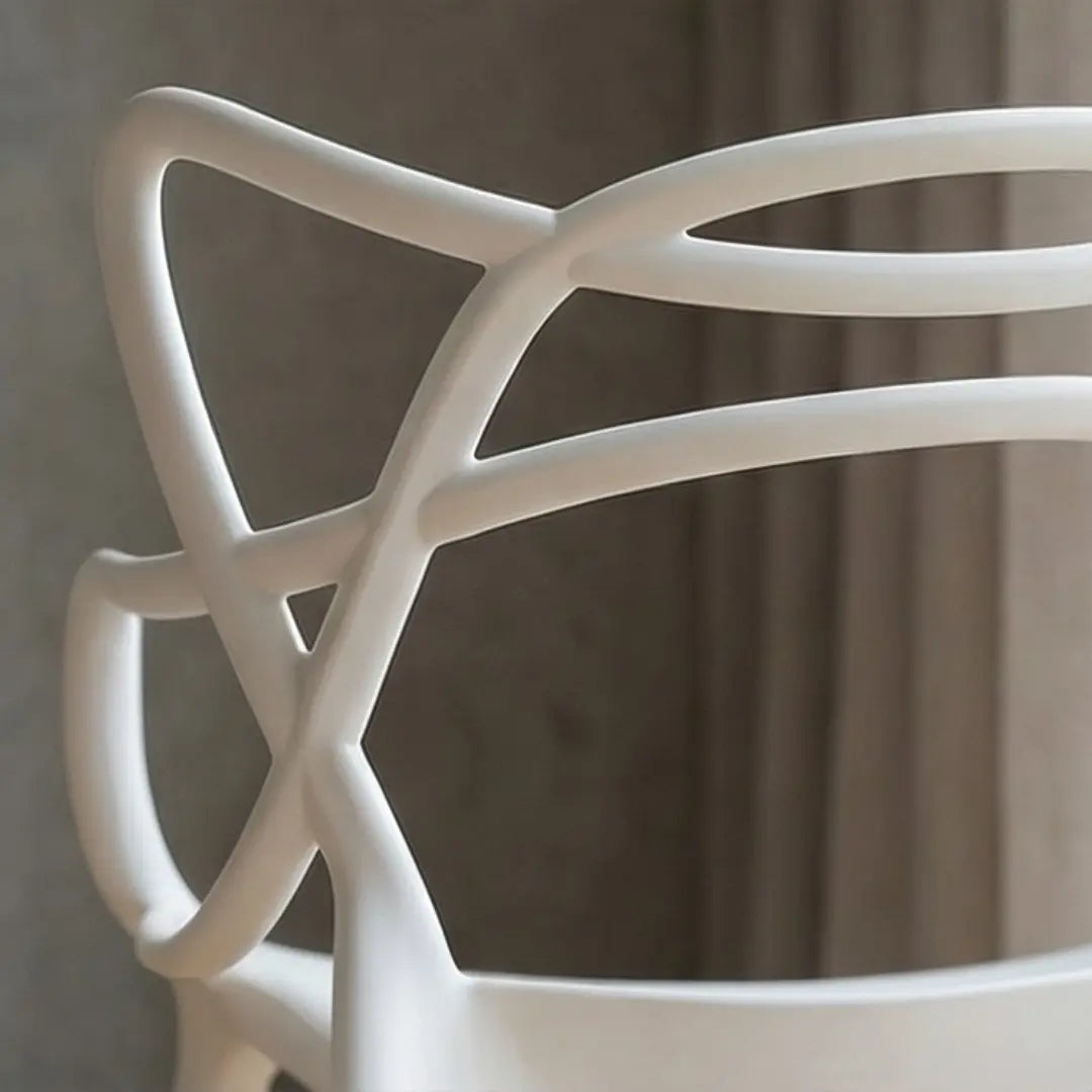 Sandra Lightweight Molded Plastic Cross Back Stacking Arm Dining Chairs - White