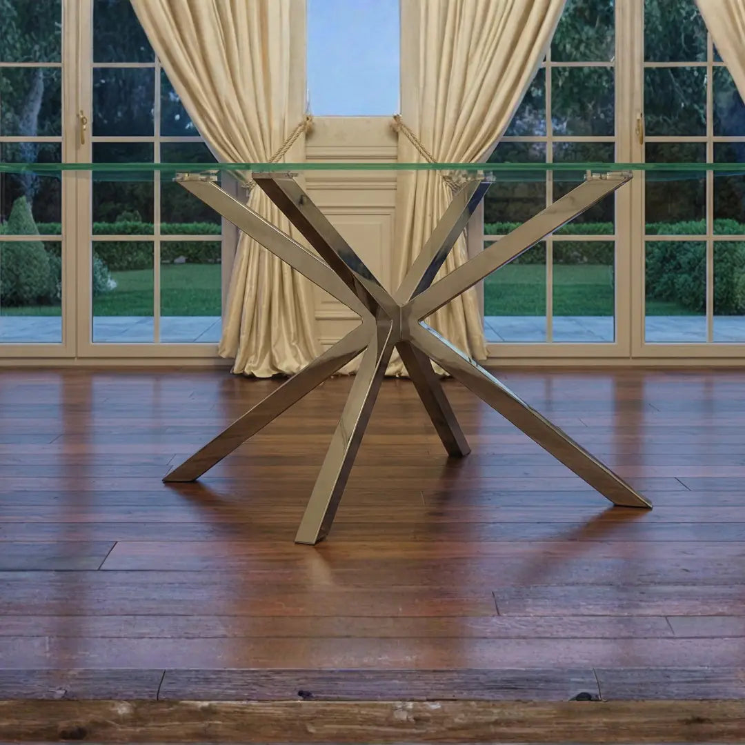 Stella Rectangular Glass Top Dining Table with Chrome Legs