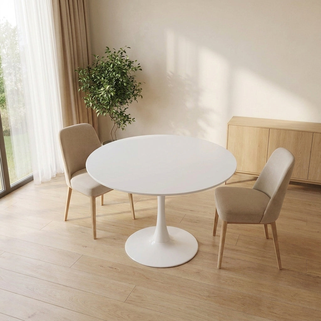 Velets 40 Inch Round Tulip Dining Table - White