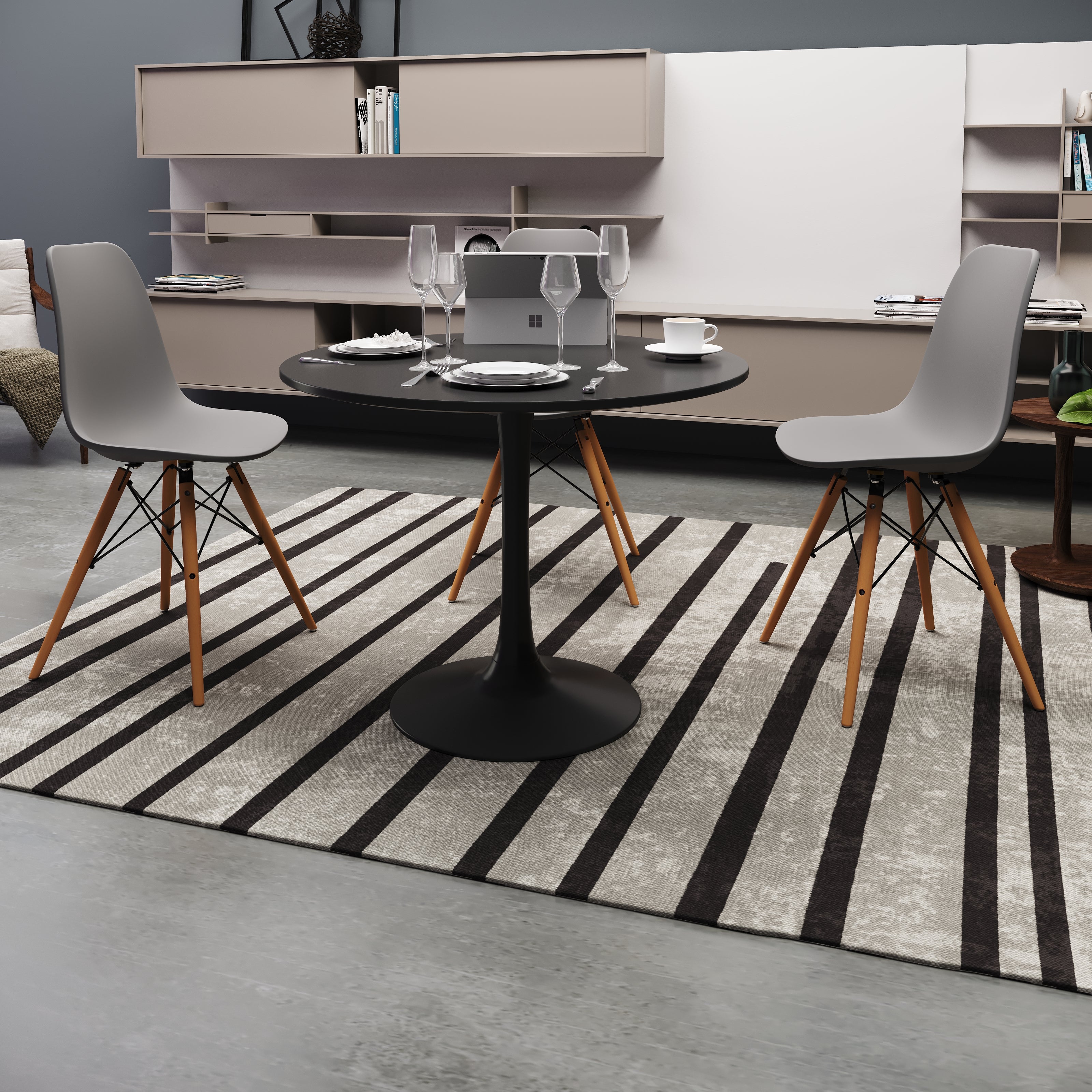 EXTRA - Velets 36 Inch Tulip Mid Century Modern Dining Table - Black