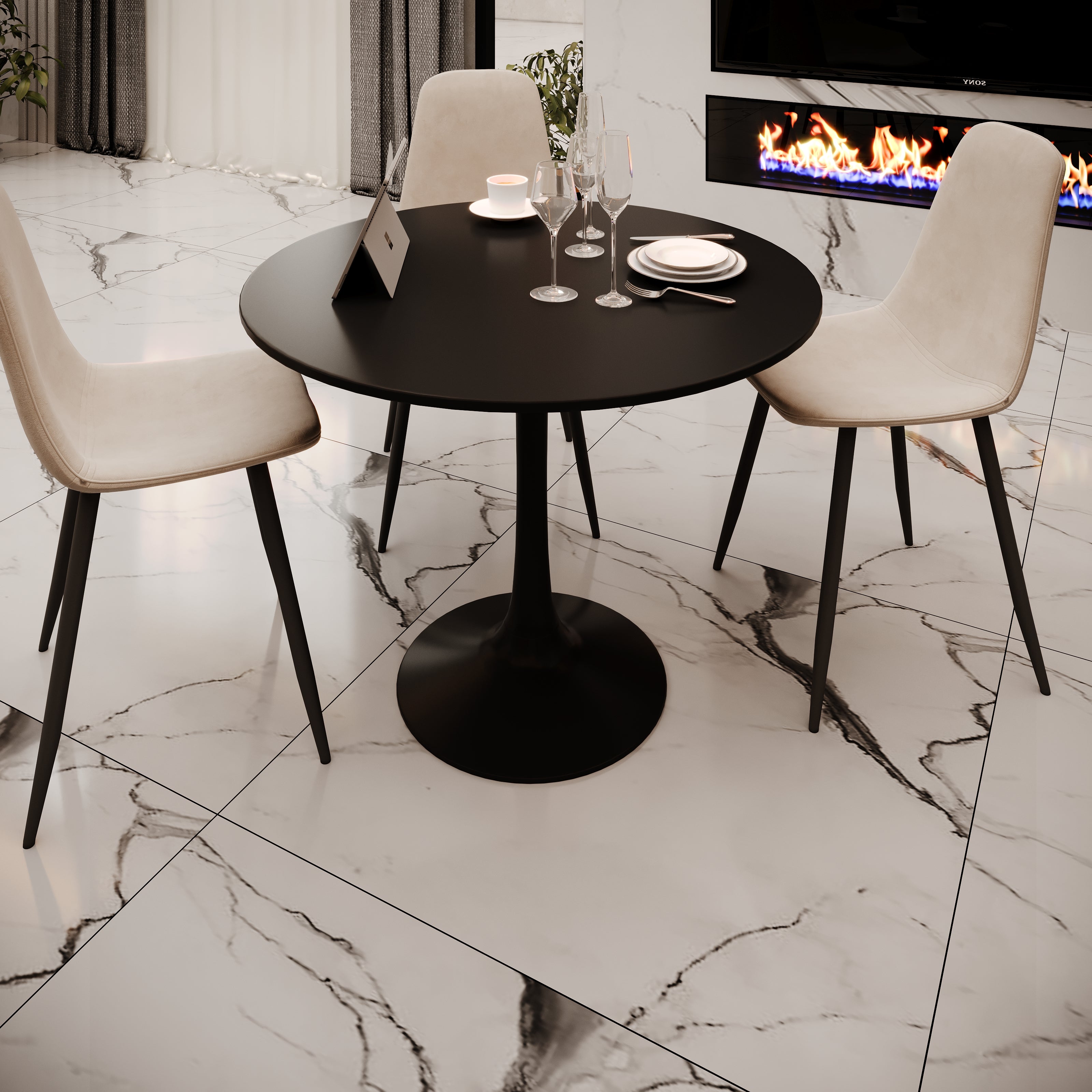 EXTRA - Velets 36 Inch Tulip Mid Century Modern Dining Table - Black