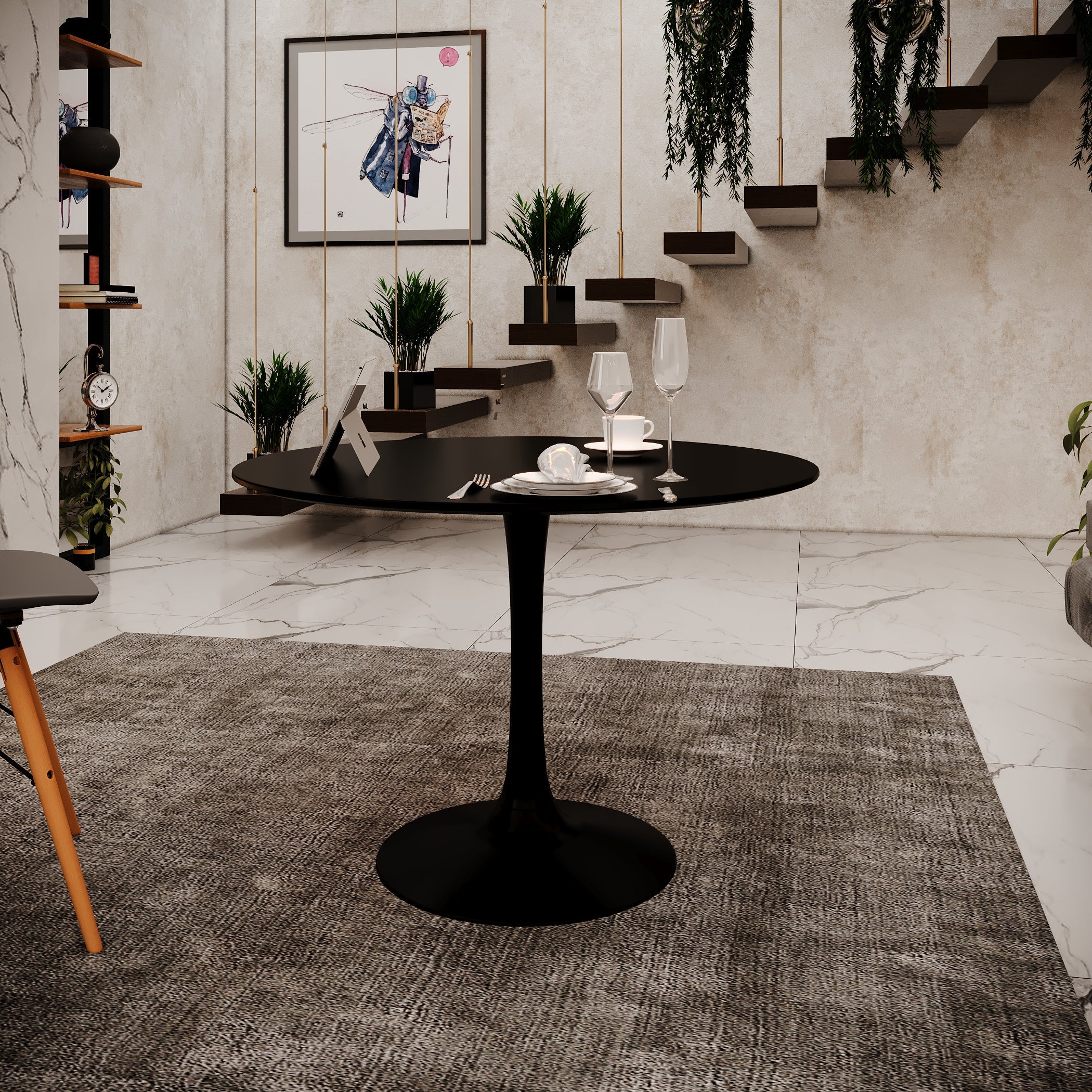 EXTRA - Velets 36 Inch Tulip Mid Century Modern Dining Table - Black