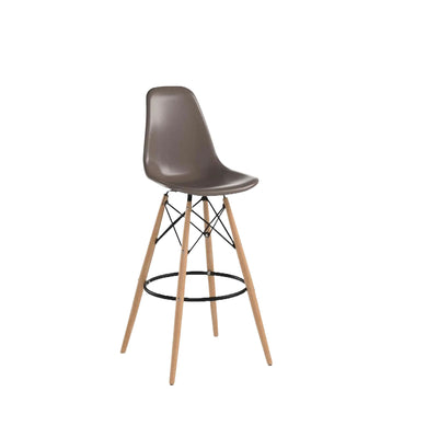 Velets Set of 4 Plastic Dexter Bar Stool - Metal Ring Footrest - Gray Seat