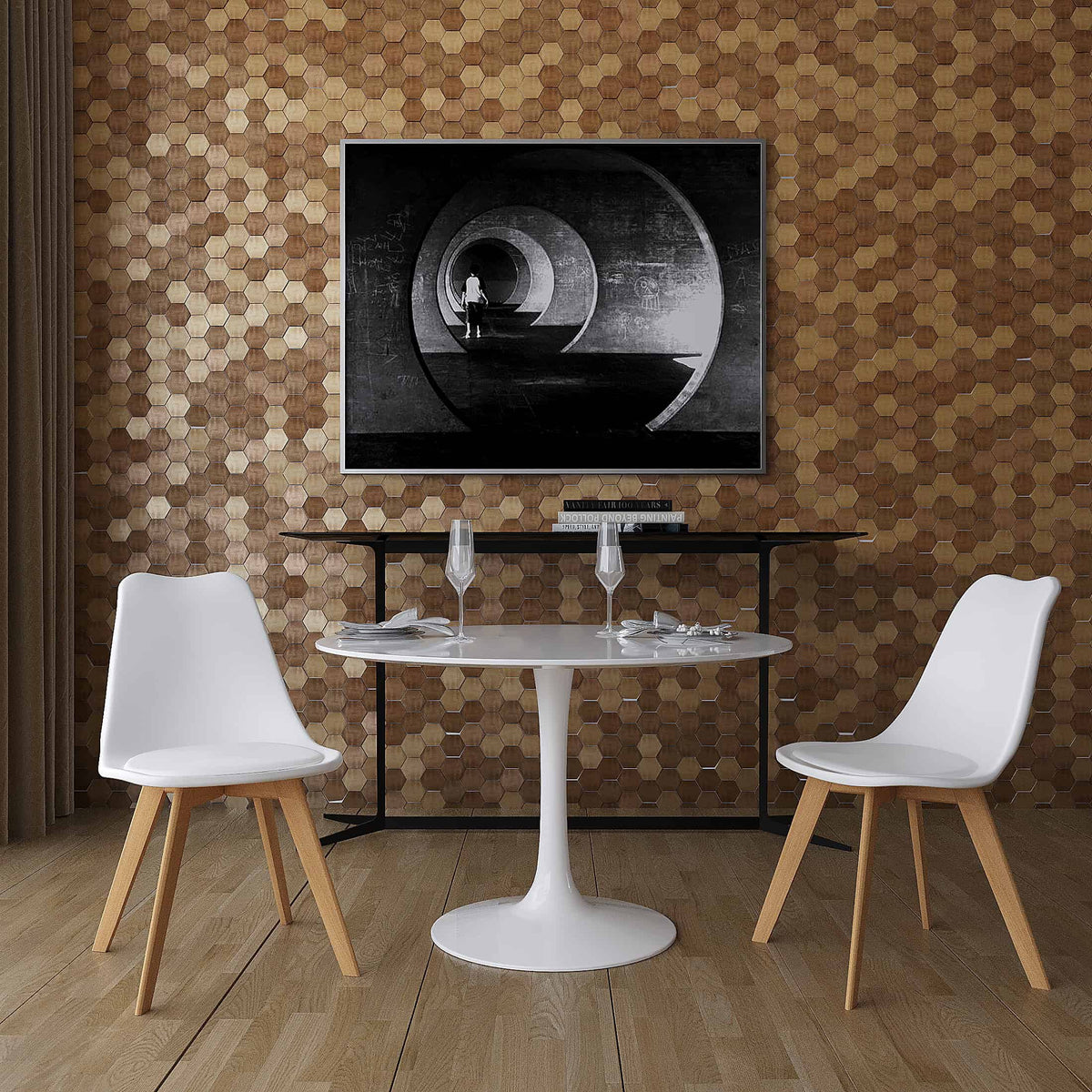 Velets Set of 4 White Casper Upholstered Plastic Side Chairs with Wooden Legs