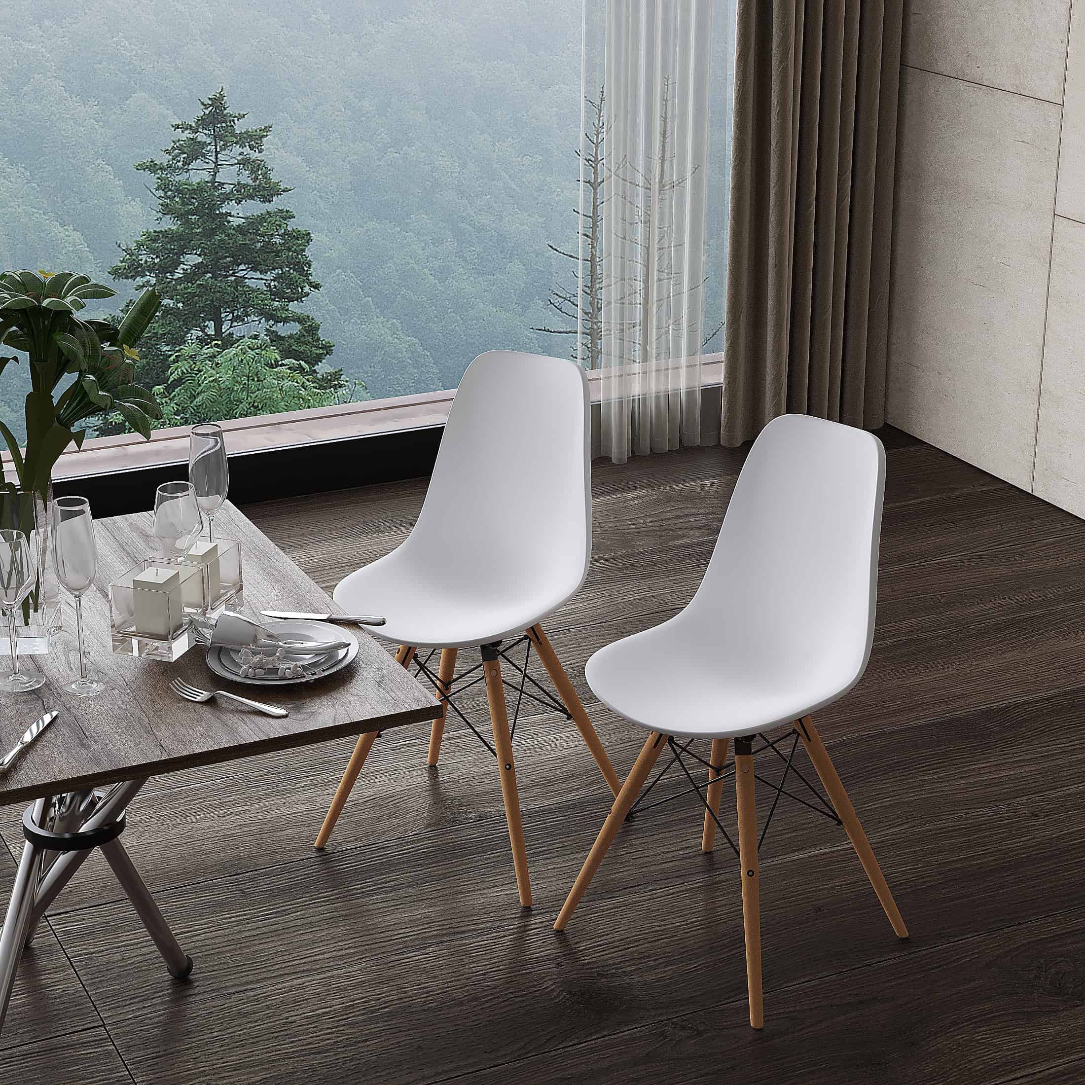 Velets Set of Eifel Plastic Side Chair Dining Chair Wooden