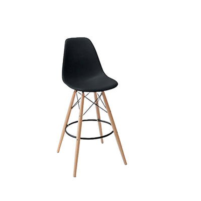 Velets Set of 4 Plastic Dexter Bar Stool - Metal Ring Footrest - Black Seat